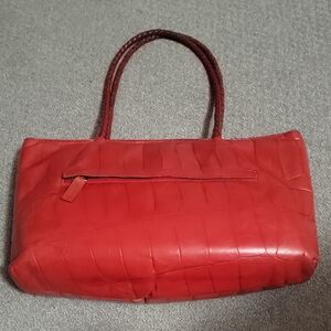 Falor Red Leather Tote Bag